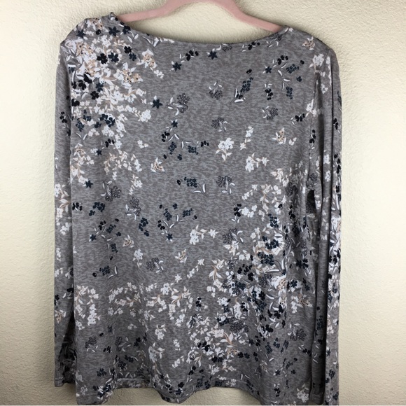 Mario Serrani Italy Women's Long Sleeve Tunic Top Gray Taupe Floral Size M - Picture 4 of 9
